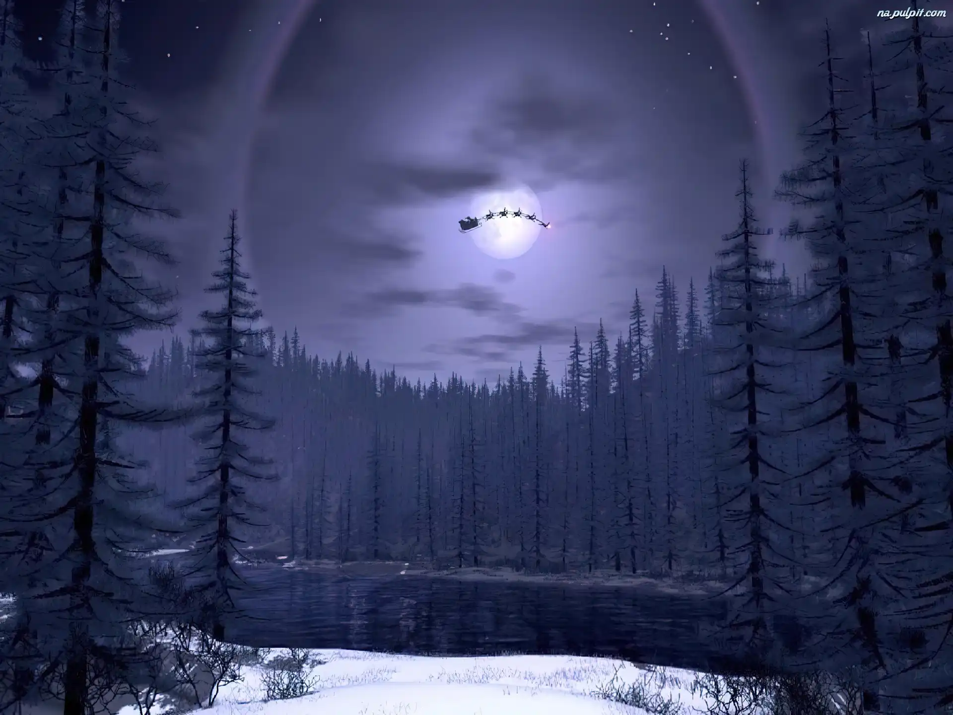 sanie mikołaja boże narodzenie księżyc na pulpit moon christmas 2019
